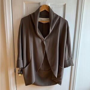 Aritzia Wilfred Chevalier Open-Front Blazer Cardigan - Taupe Grey - Size 0 - EUC